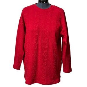 Vintage PAUL HARRIS Pullover Top Women's Large Red Textured Relaxed 90's y2K EUC